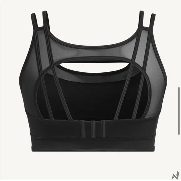 IVY PARK x ADIDAS layered satiny NWT black shiny bra/crop top 2X